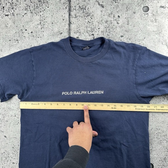 Vintage Navy Polo Ralph Lauren Center Spell Out Shirt Size M - Picture 6 of 6